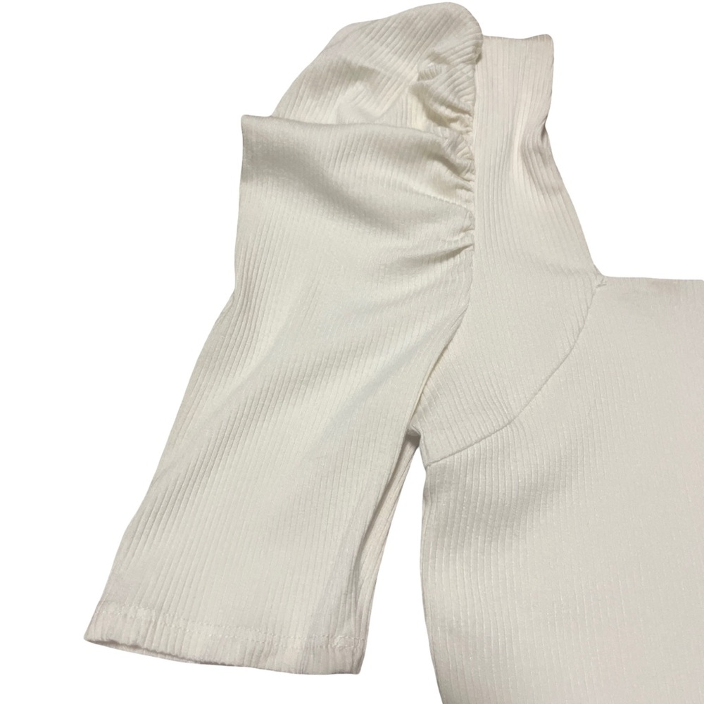 NWT Joe’s Jeans Cream Puff Sleeve Ribbed Top Size small - Picture 3 of 5
